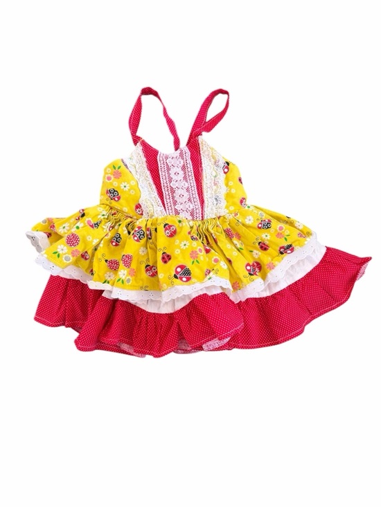 Other - Girls' Yellow & Pink Ruffle Summer Dress with Lace